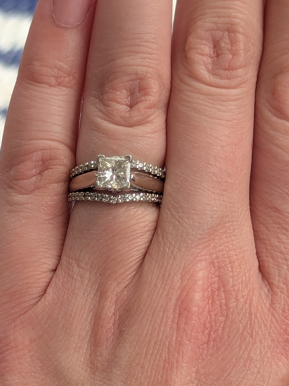 1.04 CT Natural Princess Cut Diamond Wedding Ring Set – GSI Certified